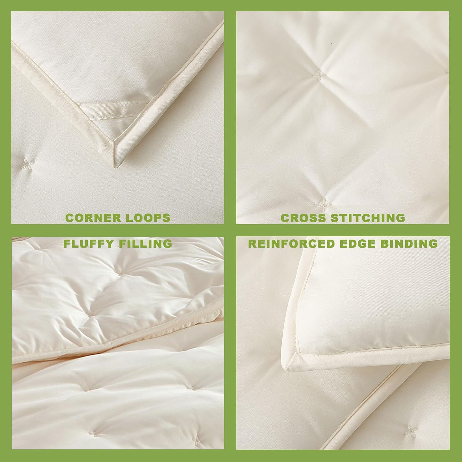 100% Viscose Derived from Bamboo,Full/Queen Quilt Set,3-Piece Comforter Set Dreamer Cross Stitch Cooling Rayon Bedding Duvet Insert with Corner Loops, Ivory Cream