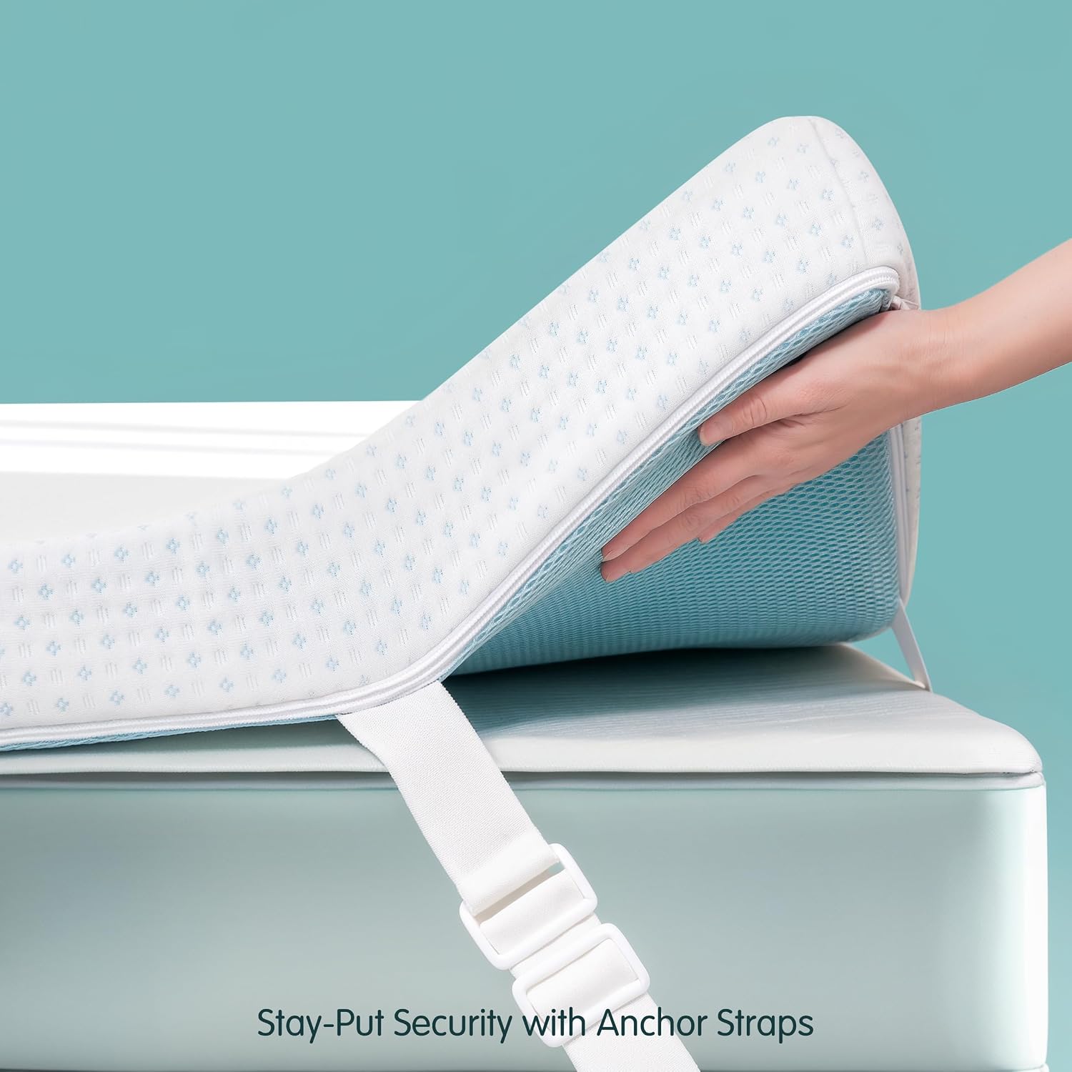 SyMax Memory Foam Mattress Topper, Gel Infused Foam Topper, Breathable Bed Topper with Cover, Pressure Relieving, CertiPUR-US Certified, 4 Inch(White Cover), Queen Size