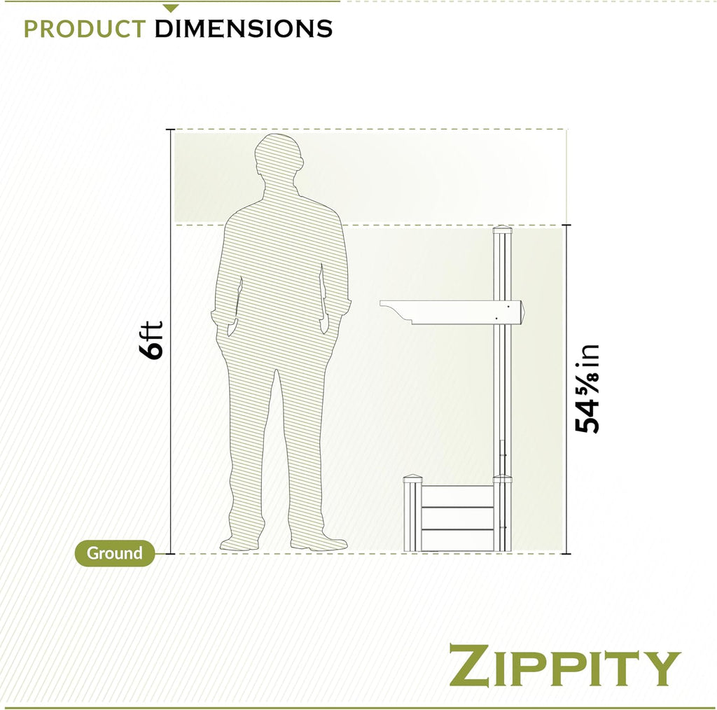 4.5ft H (1 Post w/Planter) No Dig Zippity Majestic Mailbox Post with Planter Box, White Vinyl Support for Outdoor Mail, Decorative Column w/Flower Box, Architectural Mount for Letter Box, ZP19027