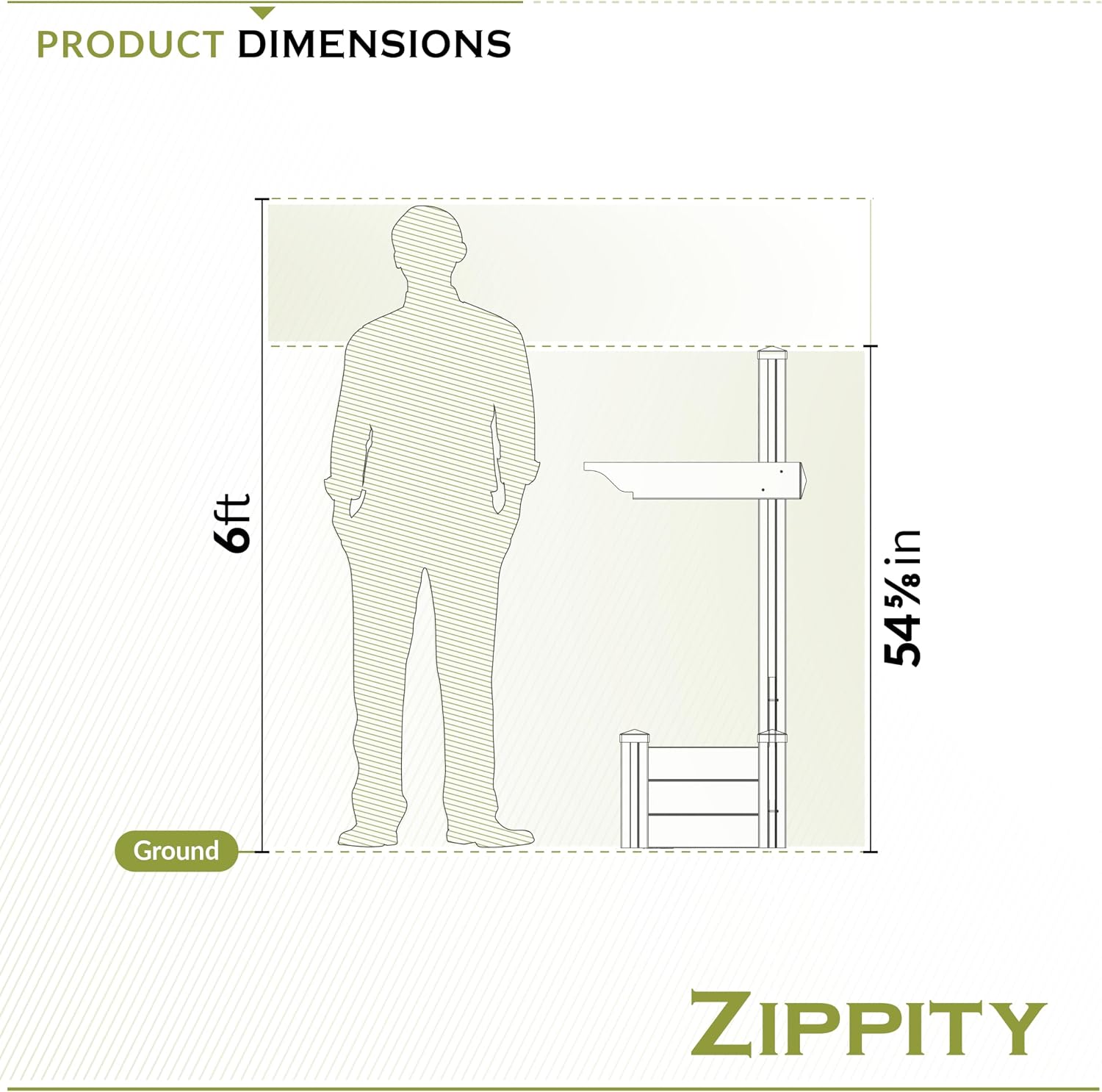 4.5ft H (1 Post w/Planter) No Dig Zippity Majestic Mailbox Post with Planter Box, White Vinyl Support for Outdoor Mail, Decorative Column w/Flower Box, Architectural Mount for Letter Box, ZP19027