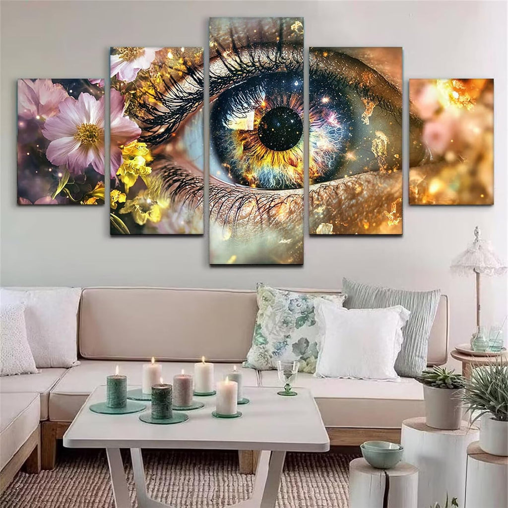 Eye Diamond Art 5 Piece Diamond Painting Dream 5D DIY Full Square Drill Dimond Art Paintings Rhinestones Crafts for Adults Gem Painting for Home Decor, Large Artwork for Wall 48 x 100 Inch, Model186