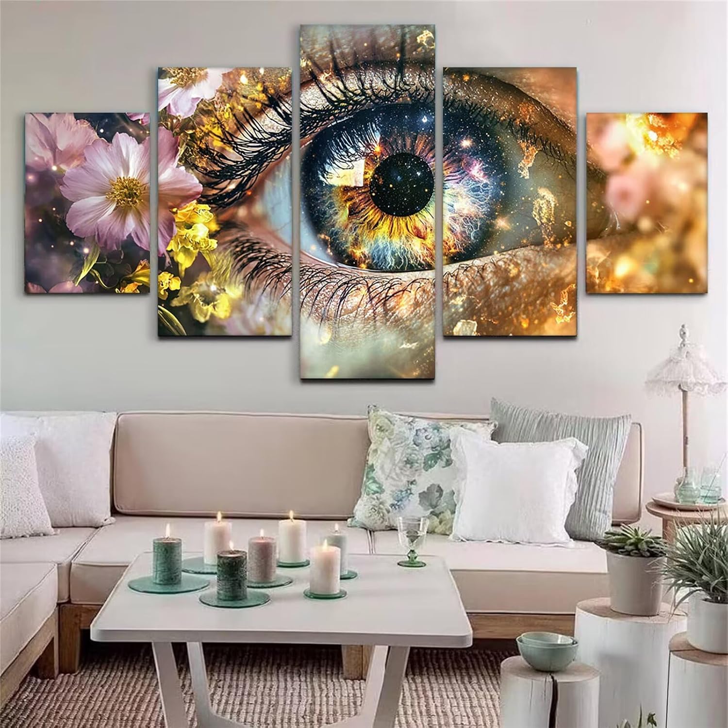Eye Diamond Art 5 Piece Diamond Painting Dream 5D DIY Full Square Drill Dimond Art Paintings Rhinestones Crafts for Adults Gem Painting for Home Decor, Large Artwork for Wall 60 x 120 Inch, Model186