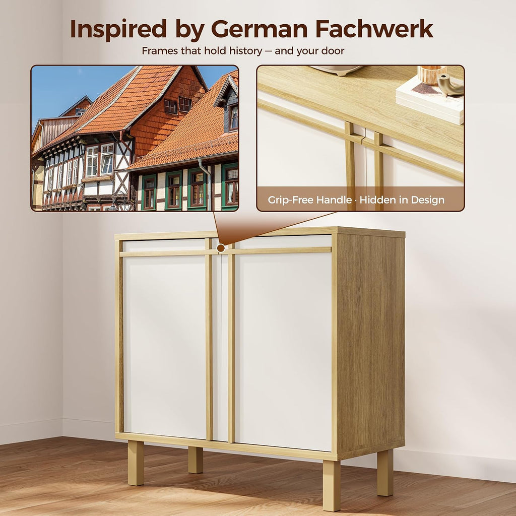 Sideboard Buffet Cabinet with Storage, Adjustable Shelf, Wooden Mid Century Accent Coffee Bar Cabinet for Living Room, Kitchen, Entryway, Hallway