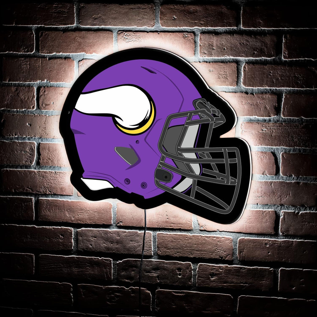 Team Sports America Evergreen NFL Minnesota Vikings Ultra-Thin LED Light Wall Sign Decor | Full Size Replica Helmet | 19.5 x 15 Inches | Made in the USA