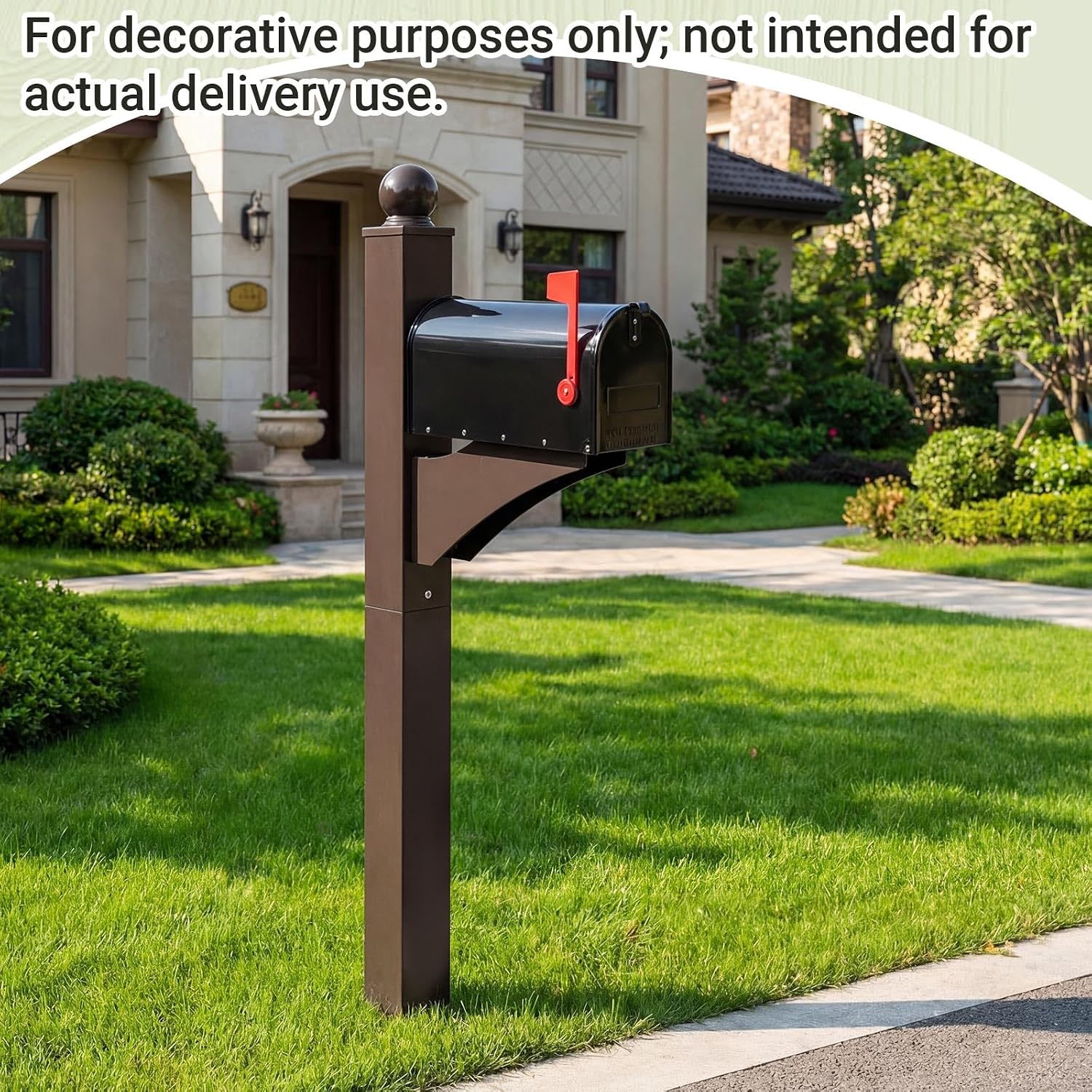 Colingmill Brown,Black 1 Set Iron Mailbox Posts with Mailbox for Outside Ground Mounting Post 56 Inch Tall Heavy Duty Architectural Stand with 8 Screws for Outdoor Use