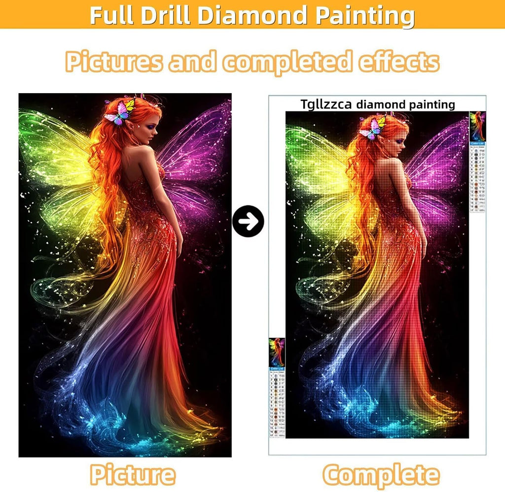 Diamond Art Kits for Adults Butterfly Diamond Painting Kits, 5D DIY Square Elves Full Drill Dimond Art Paintings Crystal Crafts for Adults for Gift Home Wall Decor, Large Size 40 x 80 Inch, Model690