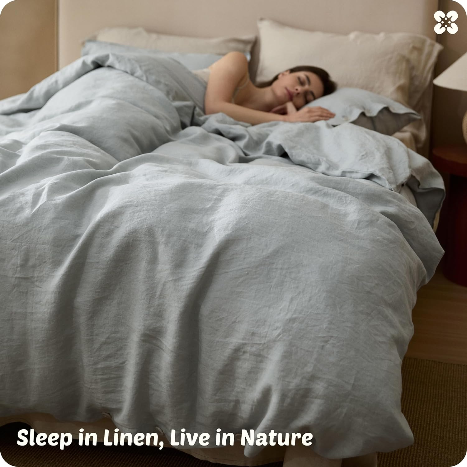 Bedsure 100% Linen Duvet Cover Queen Size, Washed 170 GMS European Flax-Linen, Soft 3pcs Bedding Set with Button Closure for Farmhouse, PureWoven Texture & Breathable for Hot Sleeper, Linen, Queen