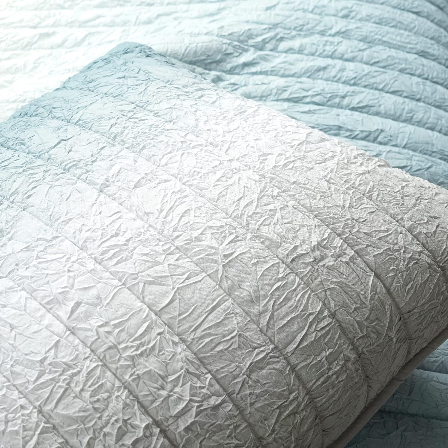Lush Decor Crinkle Ombre Quilt King Size 3 Piece Set Blue & Gray - Ombre Bedding Set King Quilt - Blue Quilts - Modern Bedroom Decor