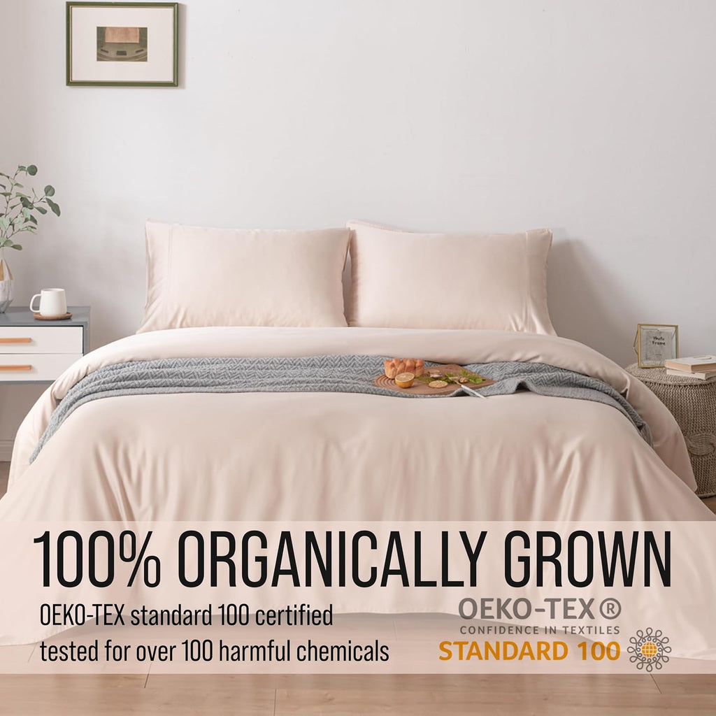 Bella Coterie Luxury Bamboo Viscose Queen Size Sheet Set | 100% Organically Grown | Ultra Soft | Cooling for Hot Sleepers | 18' Deep Pocket [Champagne]