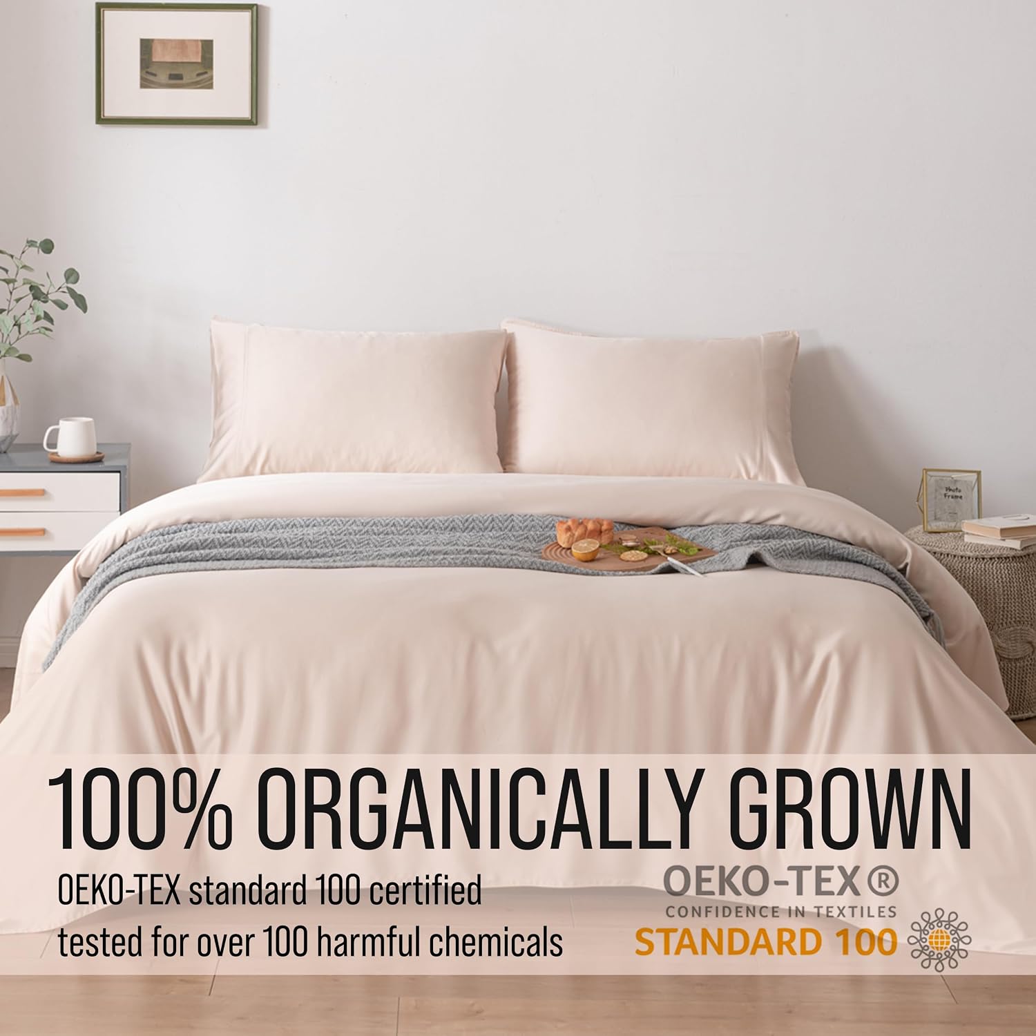 Bella Coterie Luxury Bamboo Viscose Queen Size Sheet Set | 100% Organically Grown | Ultra Soft | Cooling for Hot Sleepers | 18' Deep Pocket [Champagne]
