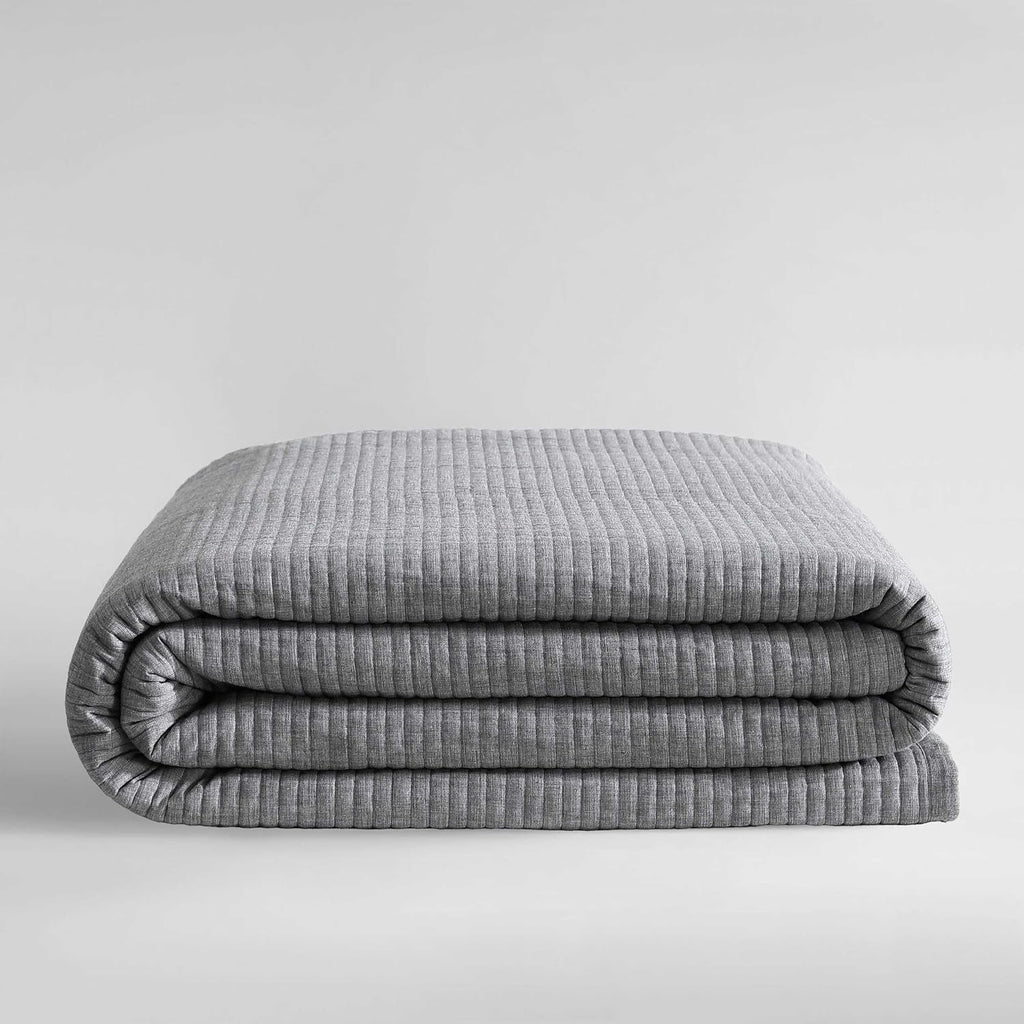 Calvin Klein - Queen Quilt Set, Luxuriously Soft Channel Stitch Bedding with Matching Shams, Cozy Home Decor (Mini Channel Stitch Solid Grey, Queen)