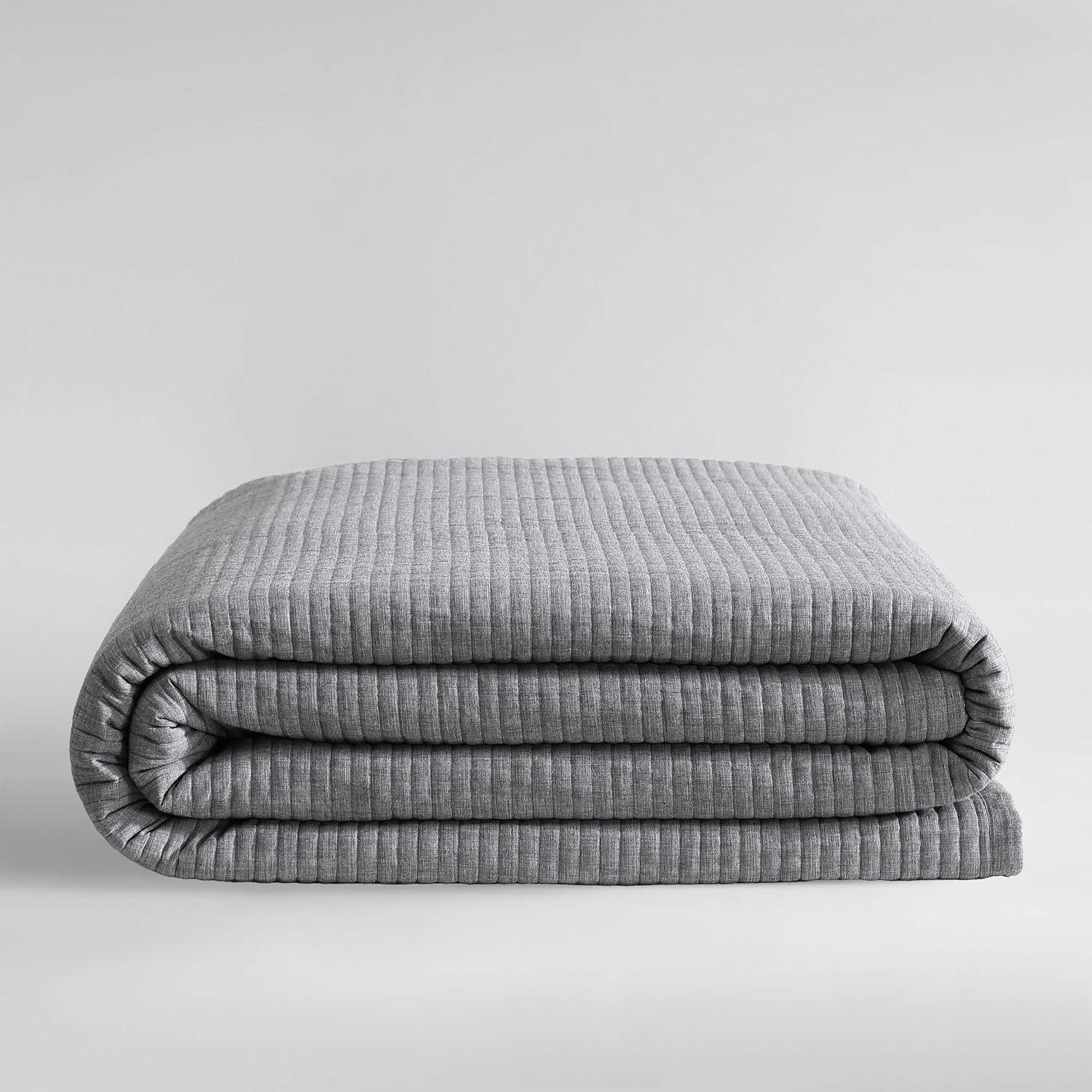 Calvin Klein - Queen Quilt Set, Luxuriously Soft Channel Stitch Bedding with Matching Shams, Cozy Home Decor (Mini Channel Stitch Solid Grey, Queen)