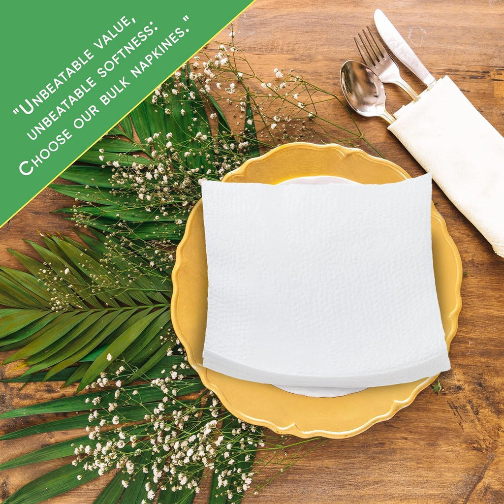 Pantryware Essentials Paper Lunch Napkins. Lunch Napkins 1 Ply,White. 12 x 12 | 500 Count (Pack of 12)