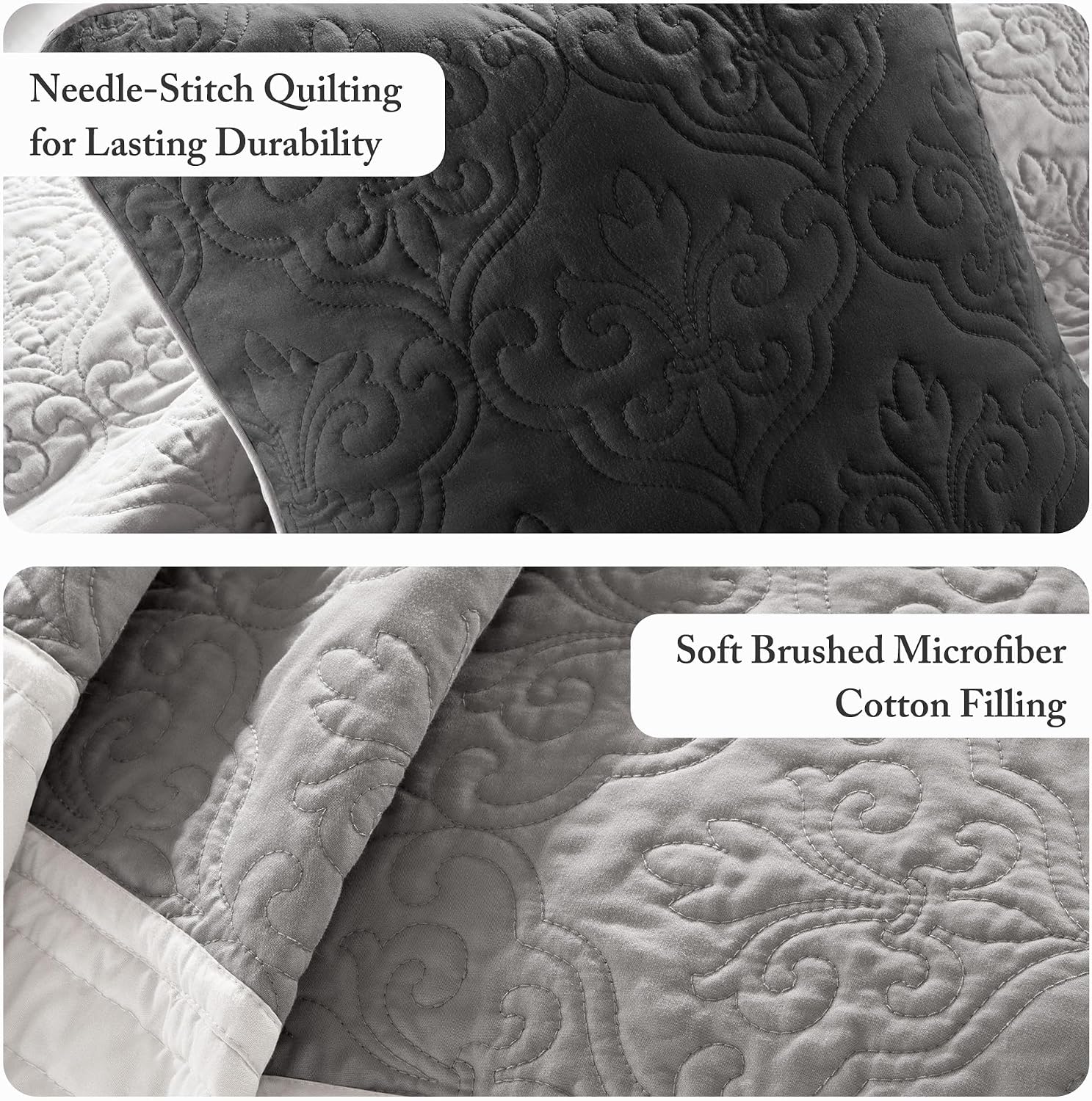 Madison Park Attingham Reversible Quilt Set - All Season Breathable Coverlet, Lightweight Cozy Bedding Layers, Matching Shams, Full/Queen(90'x90'), Black Multi 7 Piece