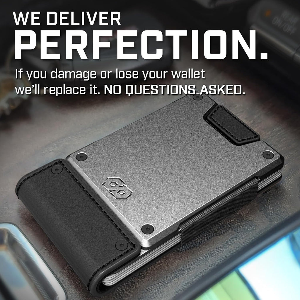 PROOF Wallet | Slim Minimalist Wallets for Men | Leather & Metal | RFID Wallet | Front/Back Pocket | Gift Box | Veteran Owned