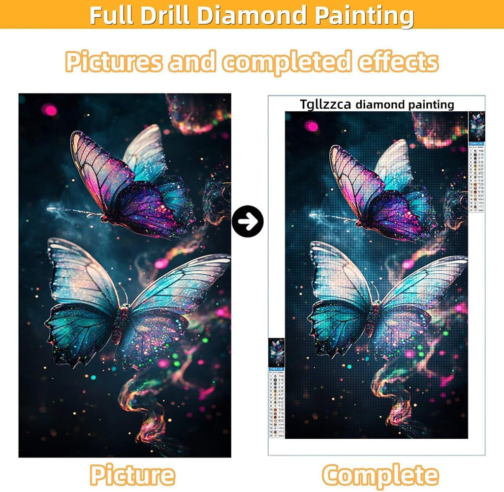 Diamond Art Kits for Adults Butterfly Diamond Painting Kits, 5D DIY Round Dream Full Drill Dimond Art Paintings Crystal Crafts for Adults for Gift Home Wall Decor, Large Size 36 x 72 Inch, Model765