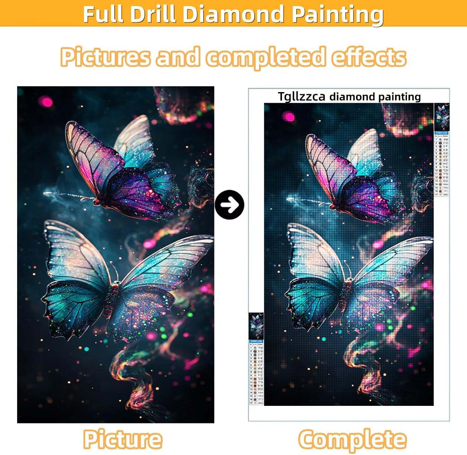 Diamond Art Kits for Adults Butterfly Diamond Painting Kits, 5D DIY Round Dream Full Drill Dimond Art Paintings Crystal Crafts for Adults for Gift Home Wall Decor, Large Size 36 x 72 Inch, Model765