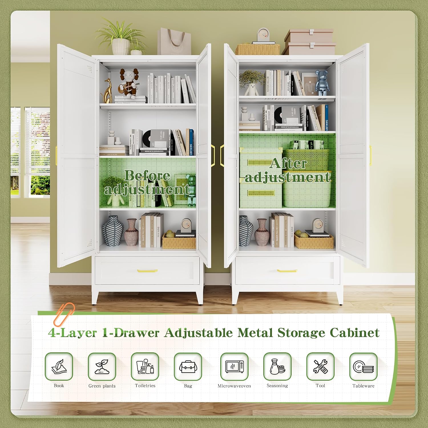 71' Tall Kitchen Pantry Storage Cabinet with Barn Doors, Drawer & Adjustable Shelves, Freestanding Storage Kitchen Cupboard, Versatile Food Pantry for Dining Room, 32' Wide,White