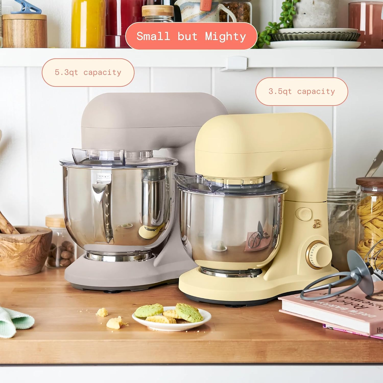 3.5 Qt Stand Mixer, 300W Powerful Motor, Tilt-Head Design with Stainless Steel Bowl, 12 Speeds, Includes Dough Hook Whisk Beater for Baking Mixing (Buttercream)