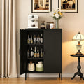 Metal Locker Cabinet, Black Storage Cabinets with 2 Doors and Adjustable Shelves, 3 Tier Modern Storage Freestanding Sideboard for Living Room,School,Office Home Kitchen and Coffee Bar
