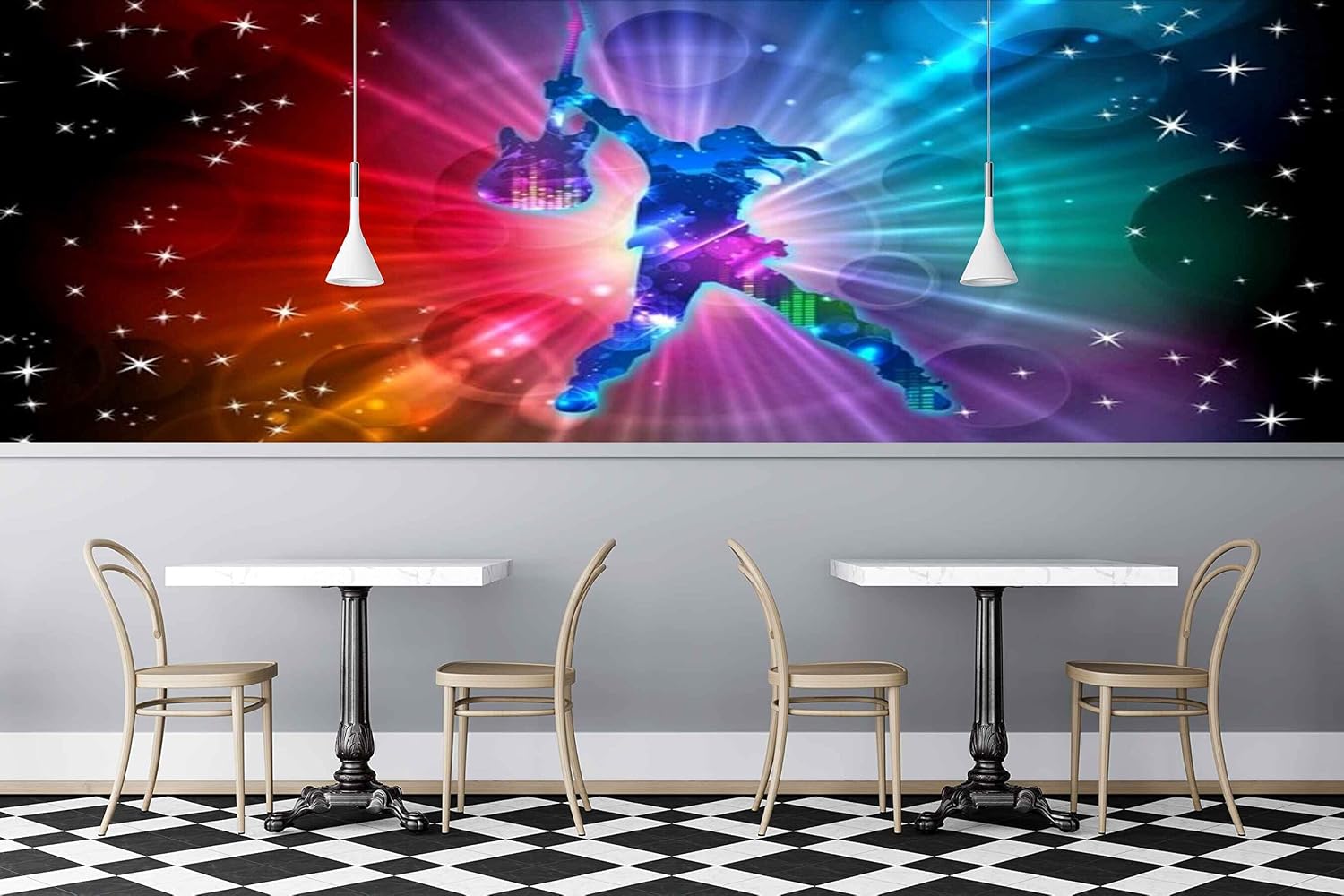 MWZ3476 Singer Guitar Stars Music HD 3D Wallpaper for Disco Club Karaoke[16 ft x 12 ft] / [488 cm x 366 cm]