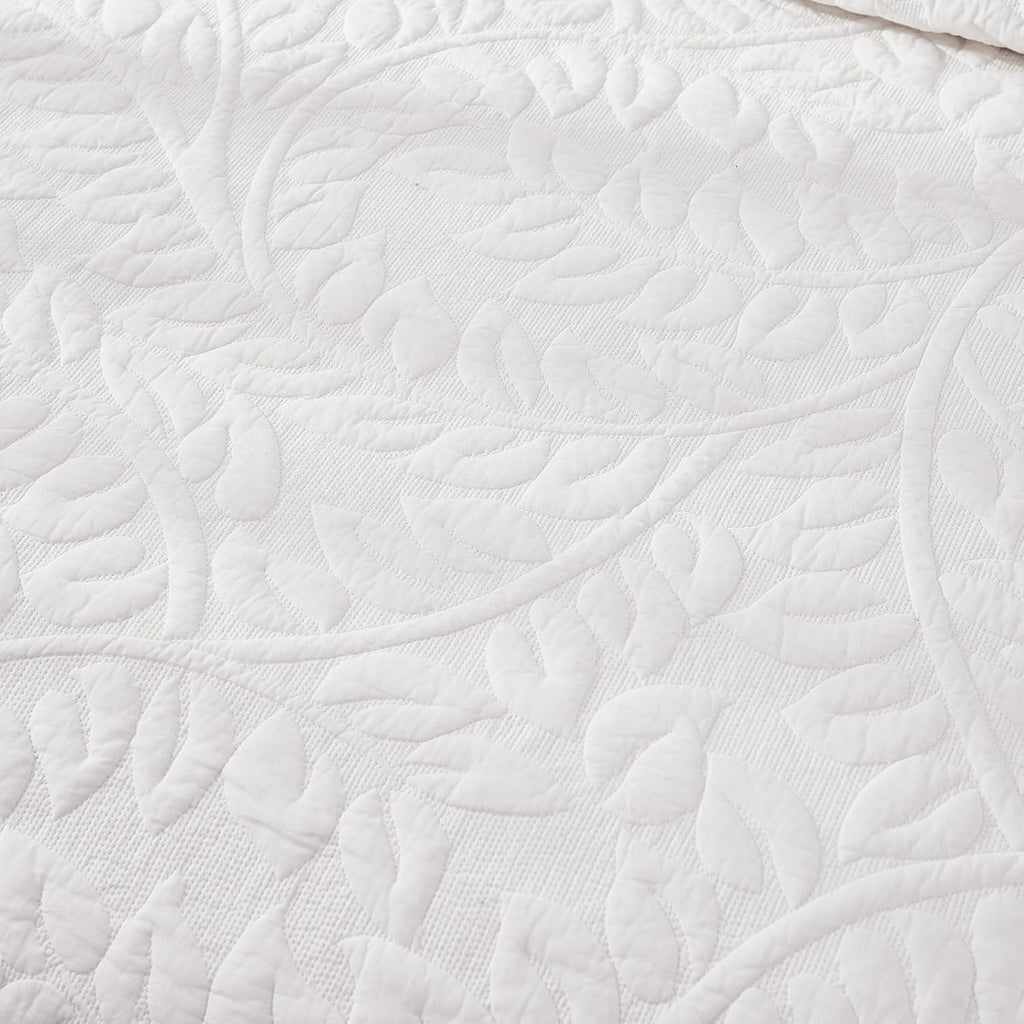 MarCielo 3-Piece 100% Cotton Oversized Bedspread Lightweight Quilt Coverlet Embroidery Farmhouse Bedding Set T0 (Bright White, Oversized Queen (100'x106'))