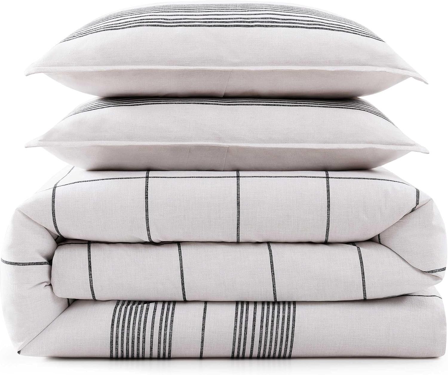 Tommy Hilfiger - Twin/Twin XL Comforter Set, Soft Textured Cotton Bedding w/Matching Pillowcase, Lightweight for Year Round Comfort, 2 Piece Bed Set (Brooklyn Heights Stripe Beige)