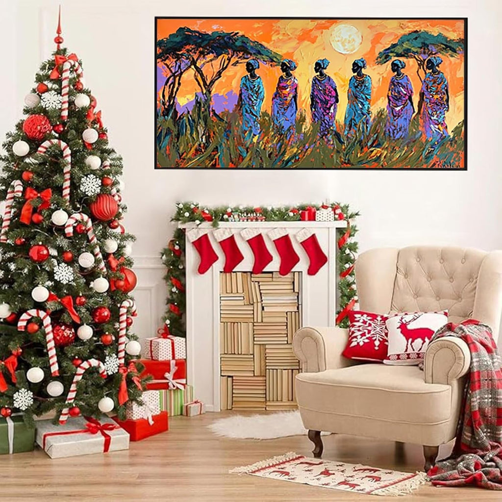 Diamond Art Kits for Adults Africa Diamond Painting Kits, 5D DIY Square Woman Full Drill Dimond Art Paintings Crystal Rhinestones Crafts for Adults for Home Wall Decor, Large Size 40 x 80 Inch,Model42