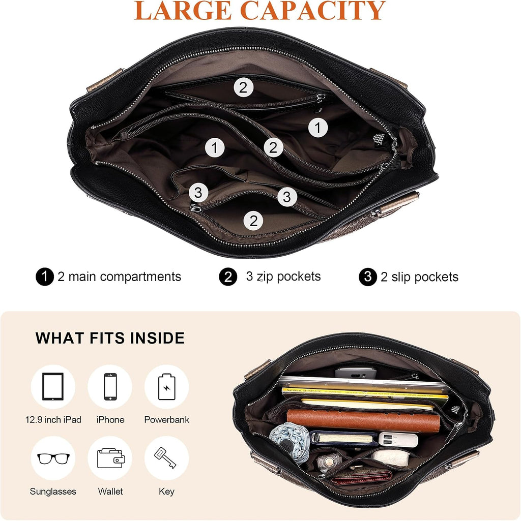 Over Earth Genuine Leather Handbags for Women Hobo Shoulder Bags Ladies Tote Bag