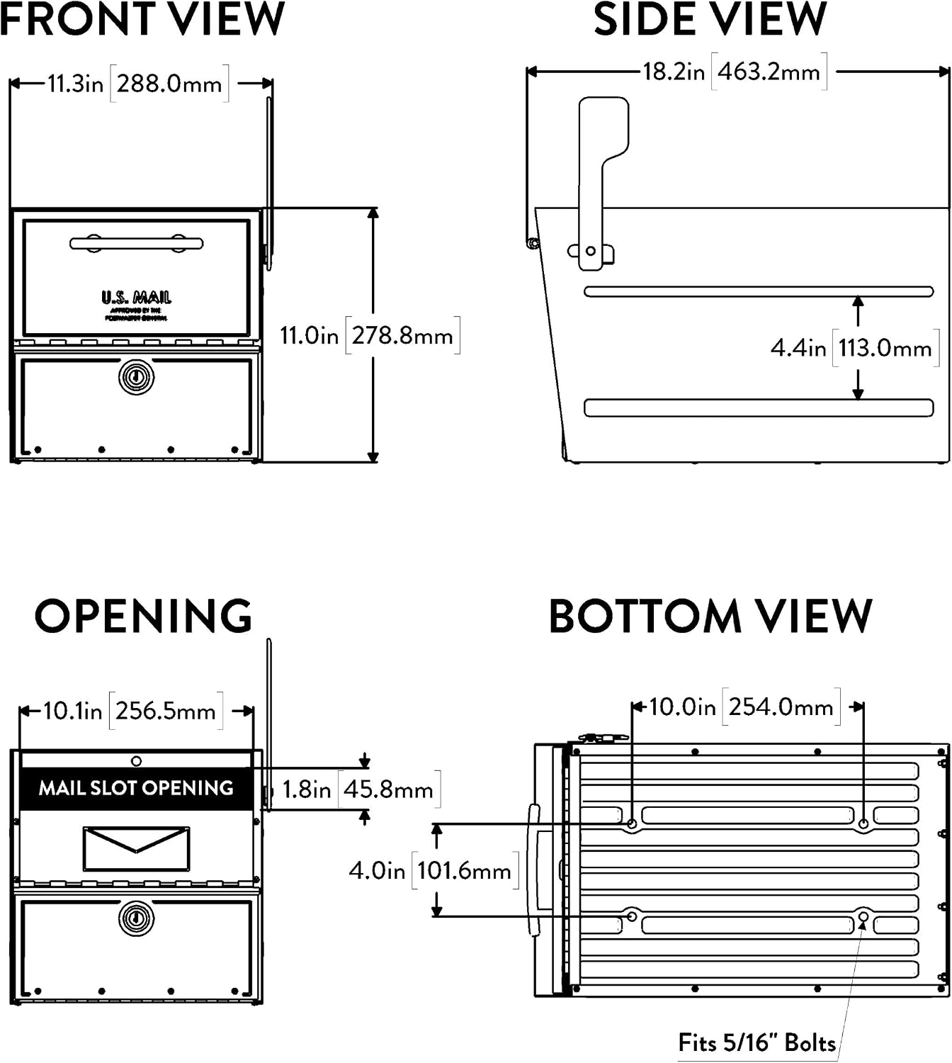 Architectural Mailboxes Oasis® Eclipse™ Secure, Locking USPS Approved Heavy Duty, Anti-Fish Steel Metal Post Mounted Mail Box for Outside, Pewter, Large Curbside Mailbox with Magnetic Latch