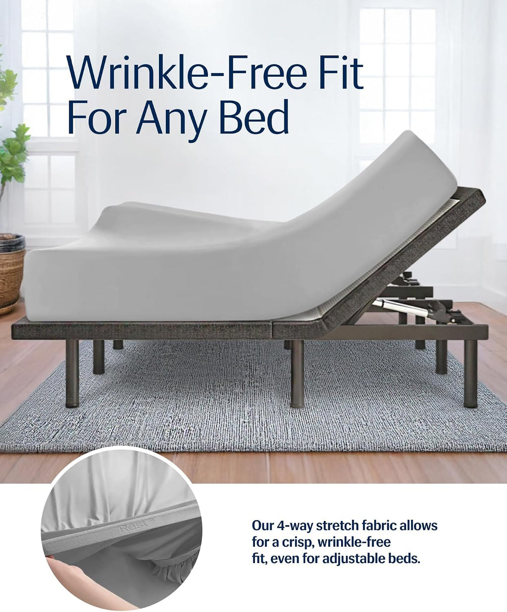 REST® Evercool®+ Fitted Sheet, King Size, Light Gray, 15' Deep (up to 18''), Breathable Bedding for Hot Sleeper and Night Sweats, Bed Sheet with Ionic+ Self-Cleaning Silver Yarn for Sensitive Skin