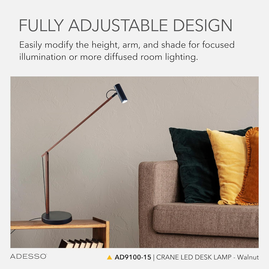 ADS360 AD9100-15 Crane LED Desk Lamp,Walnut/Black
