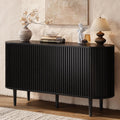 ONBRILL 55' Buffet Sideboard Cabinet with Sliding Doors, Mid-Century Modern Sideboard Buffet Cabinet with Storage & Adjustable Shelves, Accent Coffee Bar Console Table for Kitchen, Entryway, Black