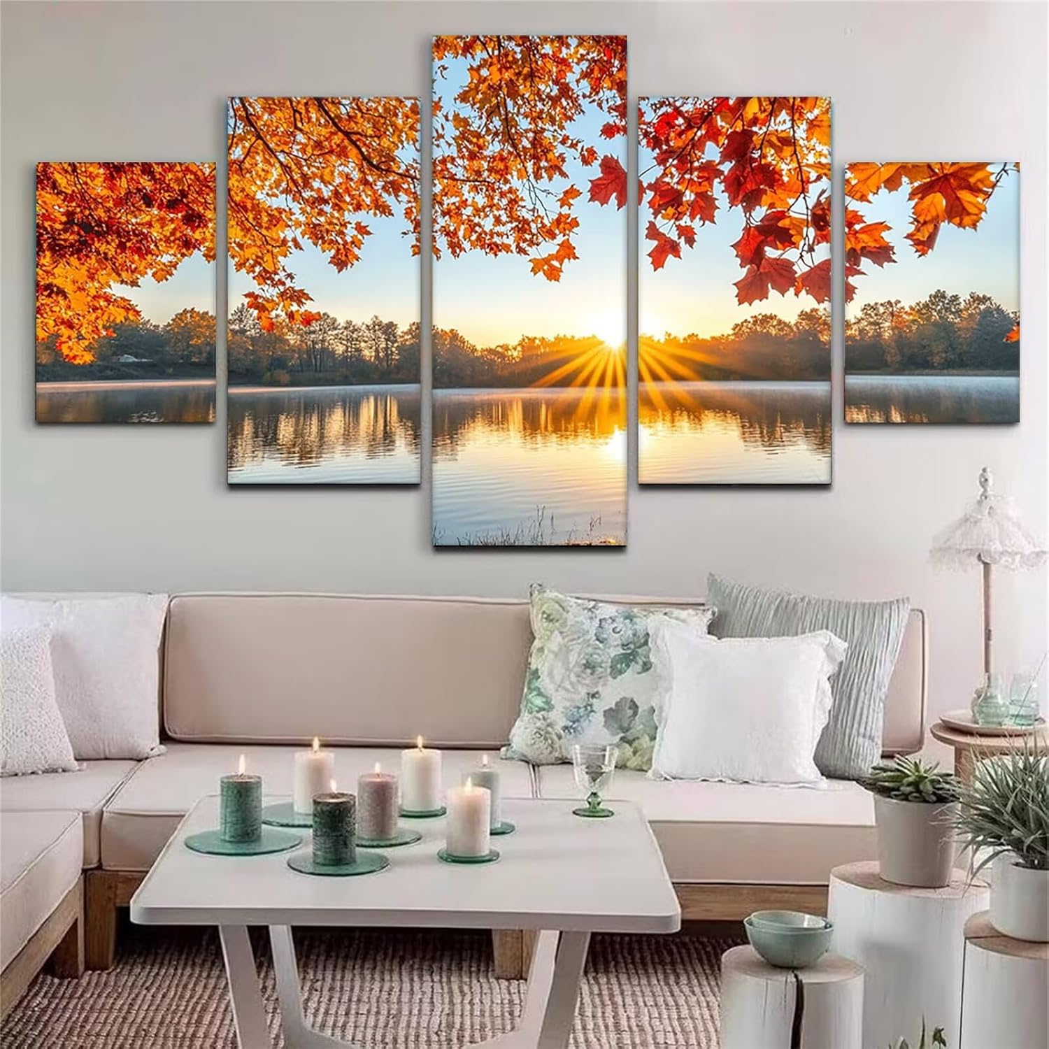 Sunset Diamond Art 5 Piece Diamond Painting Landscape 5D DIY Full Square Drill Dimond Art Paintings Crystal Crafts for Adults Gem Painting for Home Decor, Large Artwork for Wall 60 x 120 Inch,Model168