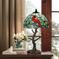TL0035 Tiffany Style Stained Glass Table Lamp, Cardinal Bird Desk Lamp with Branch Base, W 12' x OH 21', Great for Home Decor & Night Lighting, LED Bulb Included (Red Cardinal)