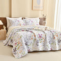 Sanracie Oversized King Bedspread(128'x120'),100% Cotton Floral Quilt Set Extra Wide 3Pcs Lightweight Summer Yellow Wild Flower Botanical Printed Pattern Bedding Coverlet California King Size