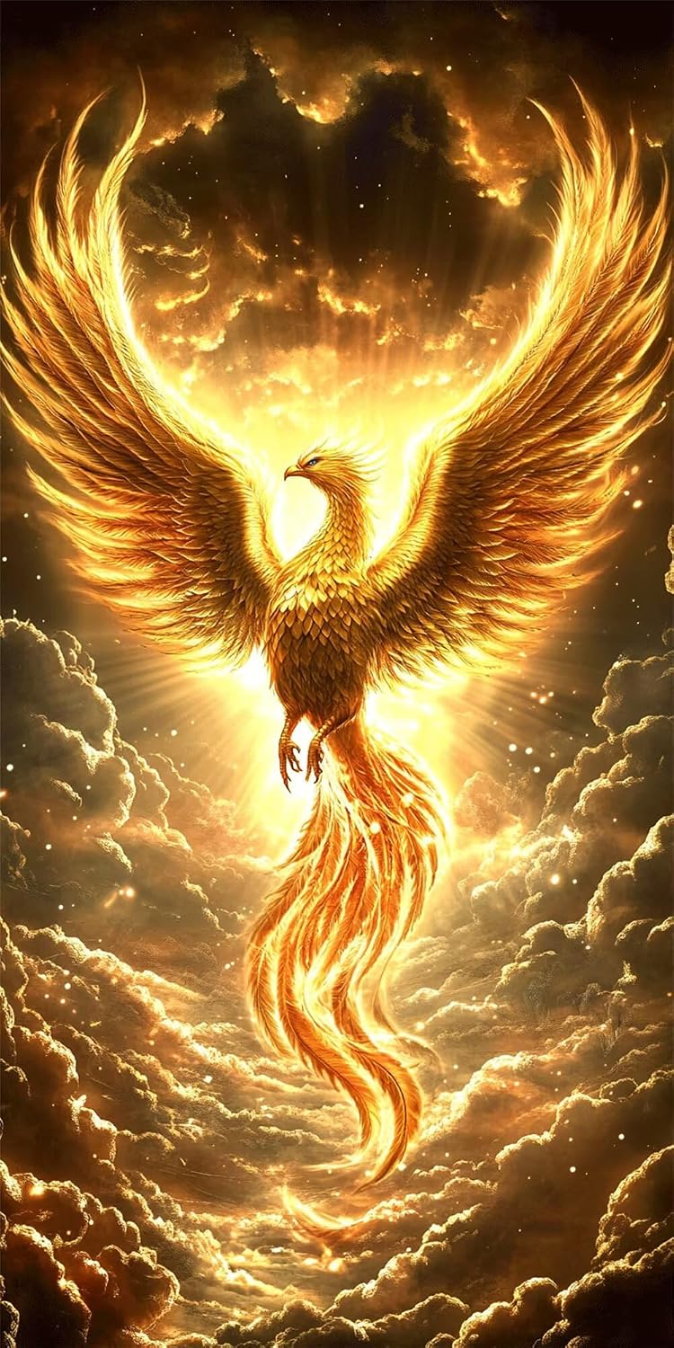 Diamond Art Kits for Adults Animal Diamond Painting Kits, 5D DIY Round Phoenix Full Drill Dimond Art Paintings Rhinestones Crafts for Adults for Gift Home Wall Decor, Large Size 40 x 80 Inch, Model801