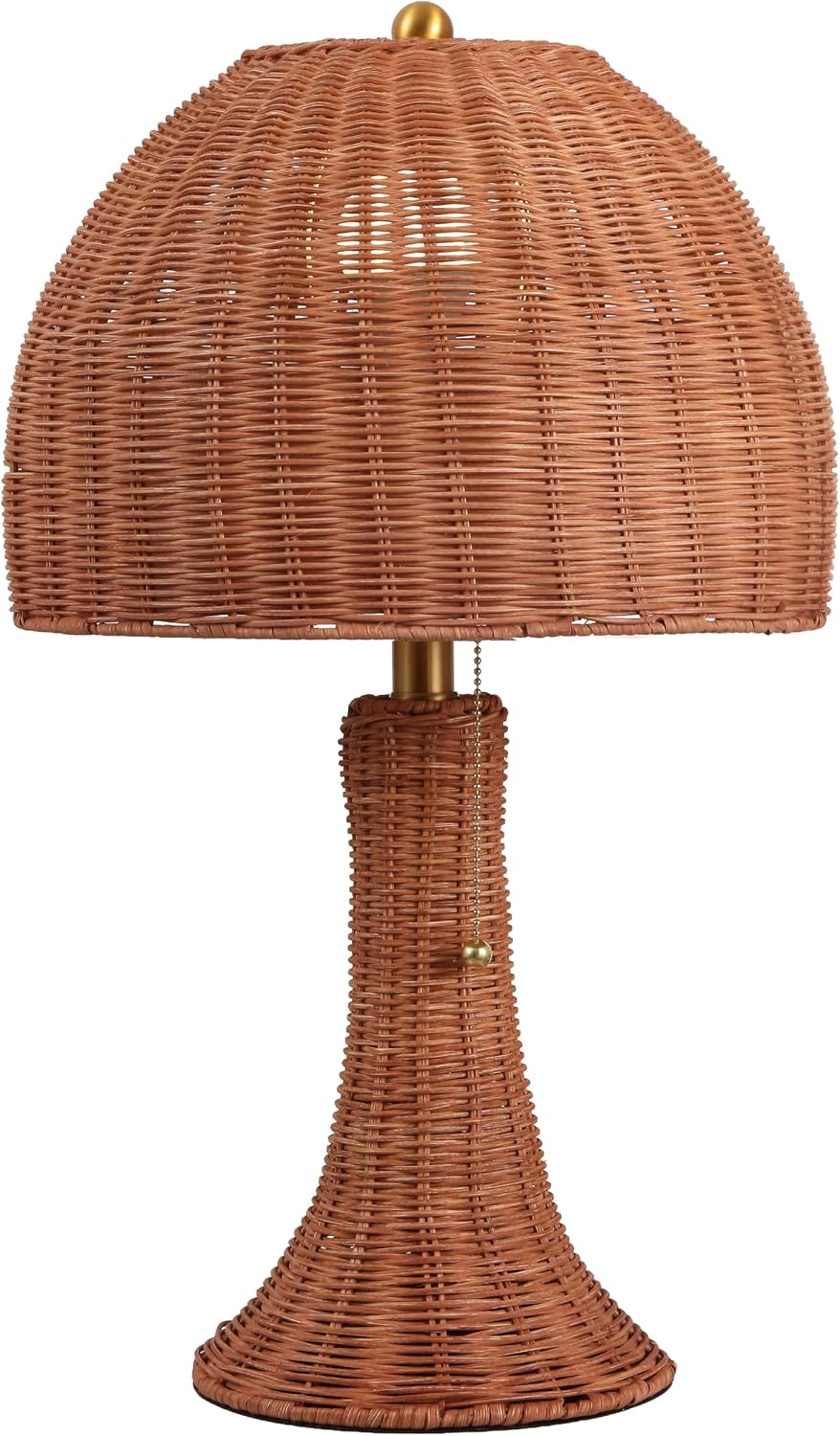 JONATHAN Y 22' Dark Brown Woven Rattan Mushroom Table Lamp Bohemian Coastal Bedside Lamp for Living Room Bedroom with Rattan Dome Shade LED Bulb Included JYL4011C