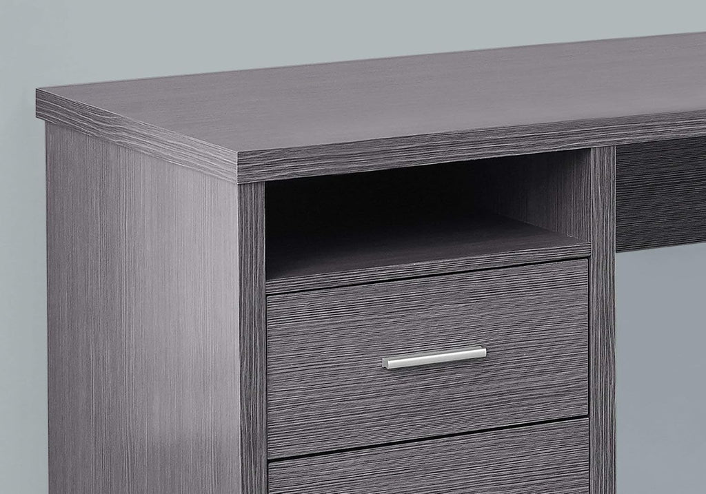 Monarch Specialties I 7257 Computer Desk, Home Office, Corner, Left, Right Set-up, Storage Drawers, 80'L, L Shape, Work, Laptop, Metal, Laminate, Grey
