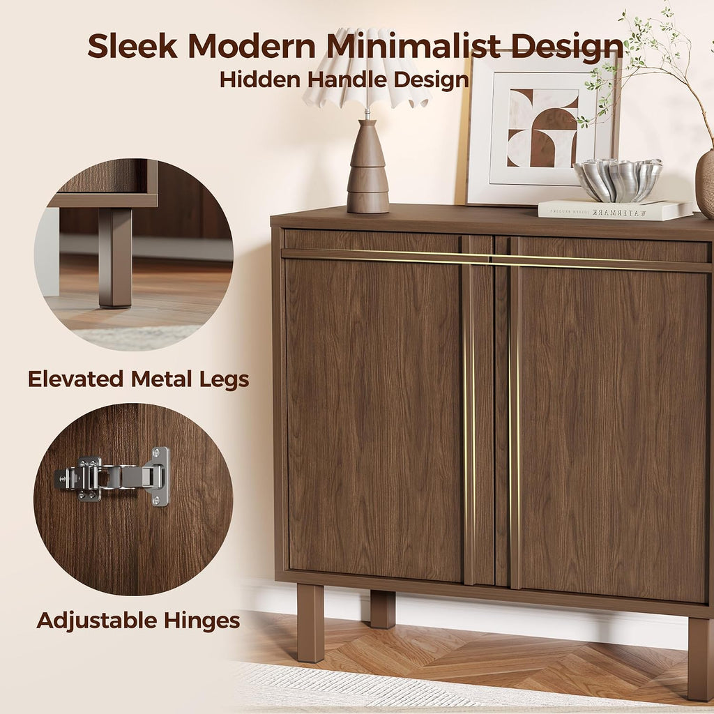 58 inch Sideboard Buffet Cabinet, Modern Credenza with 4 Doors & Adjustable Shelf, Large Coffee Bar Storage for Kitchen, Entryway