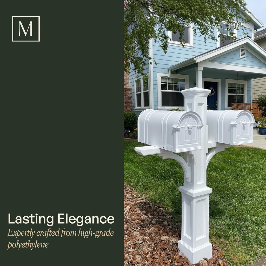 Mayne Newport Plus Double Arm Mail Post - Black - Dimensions: 8in L x 41.3in W x 56.5in H - Post & Arm Included (5814-B)