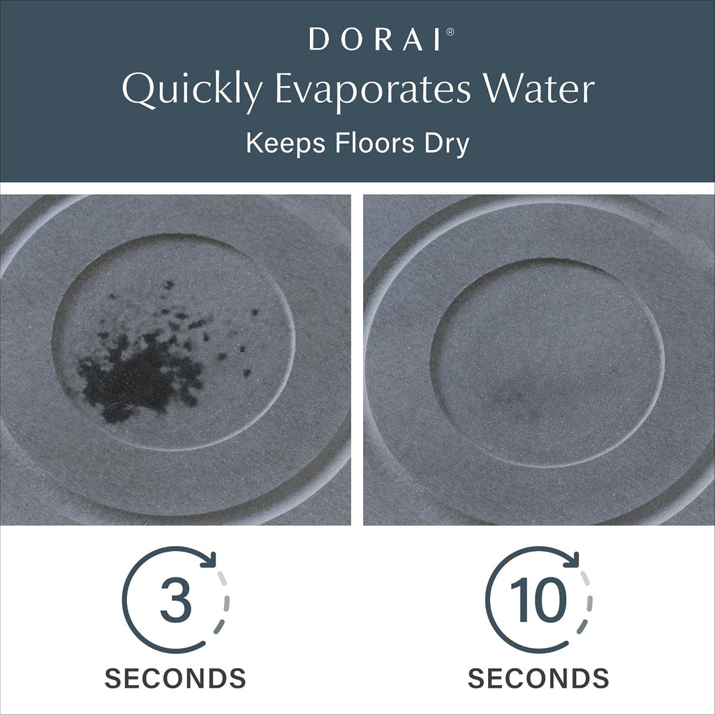 Dorai Home Ceramic Dog Bowls + Stone Drying Mat - Dog Food and Water Bowl Set with Non-Slip Base that Absorbs Spills and Drips - Made with Diatomaceous Earth for Quick Drying - 23.6' x 15.4' - Slate
