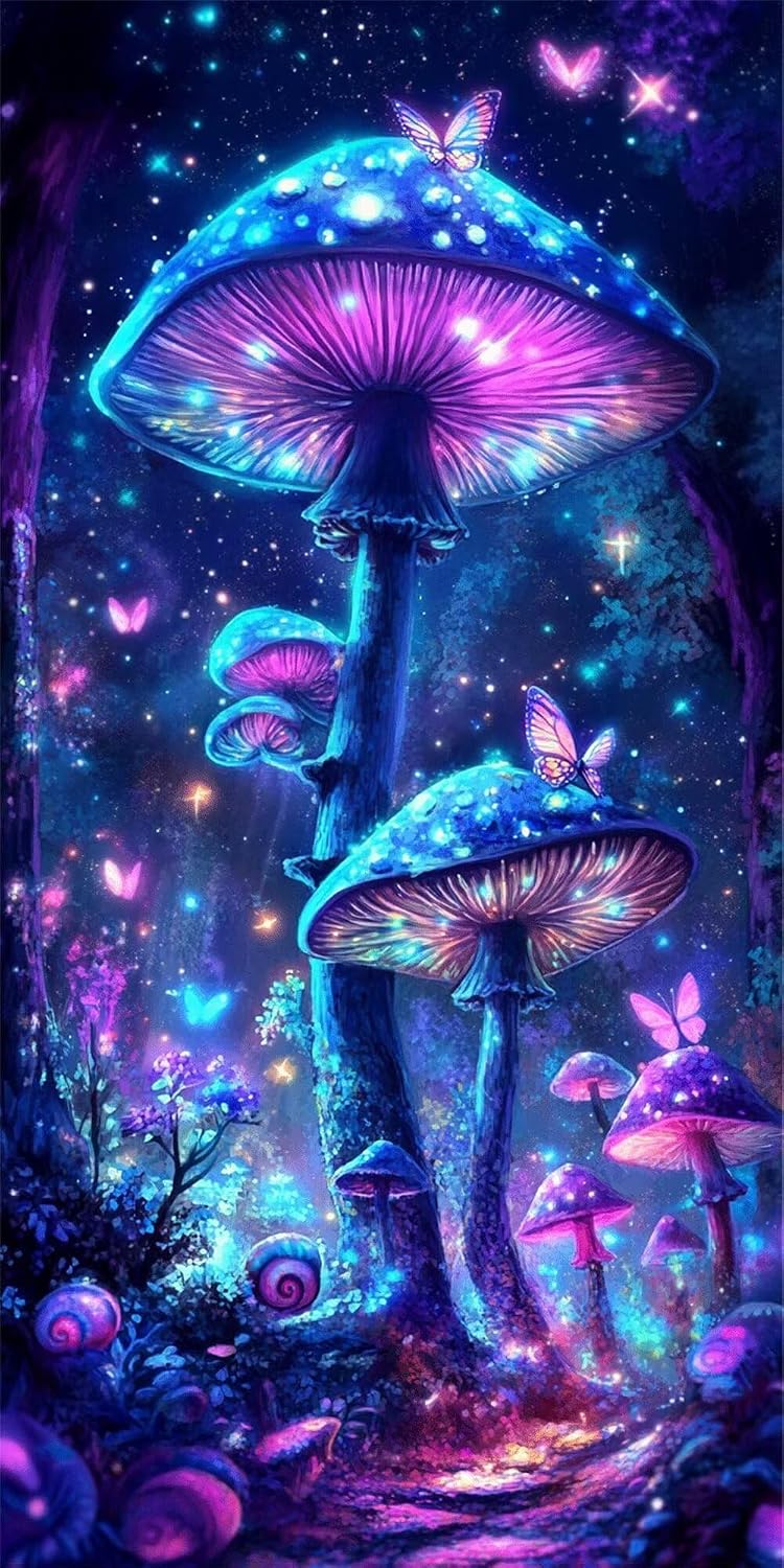 Diamond Art Kits for Adults Dream Diamond Painting Kits, 5D DIY Square Mushroom Full Drill Dimond Art Paintings Crystal Crafts for Adults for Gift Home Wall Decor, Large Size 36 x 72 Inch, Model654