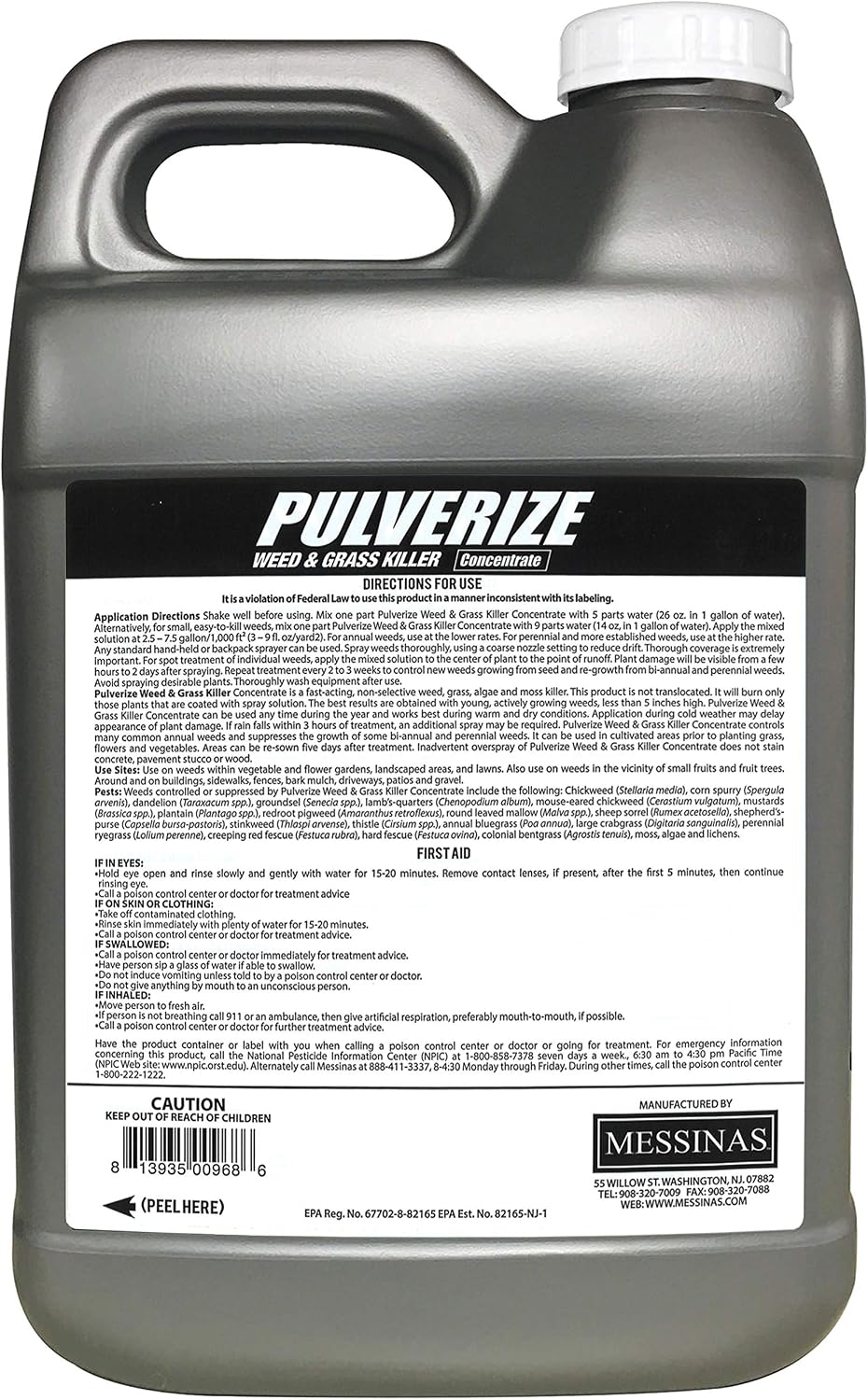 Weed and Grass Killer, All Natural, Fast Acting, Non-Staining, Safe for People and Pets, Herbicide for Moss, Algae, Weeds, and Grass, Concentrate - 2.5 Gallons