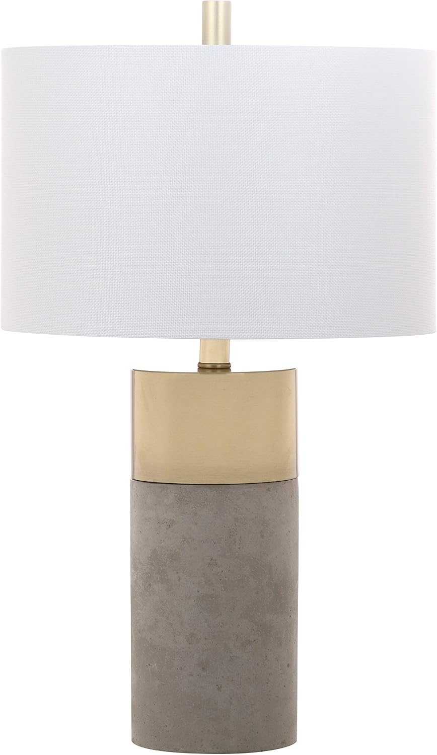 SAFAVIEH Lighting Collection Oliver Modern Contemporary Farmhouse Grey Concrete/ Gold Bedroom Living Room Home Office Desk Nightstand Table Lamp Set of 2 (LED Bulbs Included)