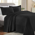Superior Solitaire Cotton 3 Piece Bedspread Set, Home Bed Decor, Decorative Textured Bed Spread, 2 Pillow Shams, Airy Blanket, Matelasse Coverlet Bedding, All-Season Accent Blanket, Queen, Black