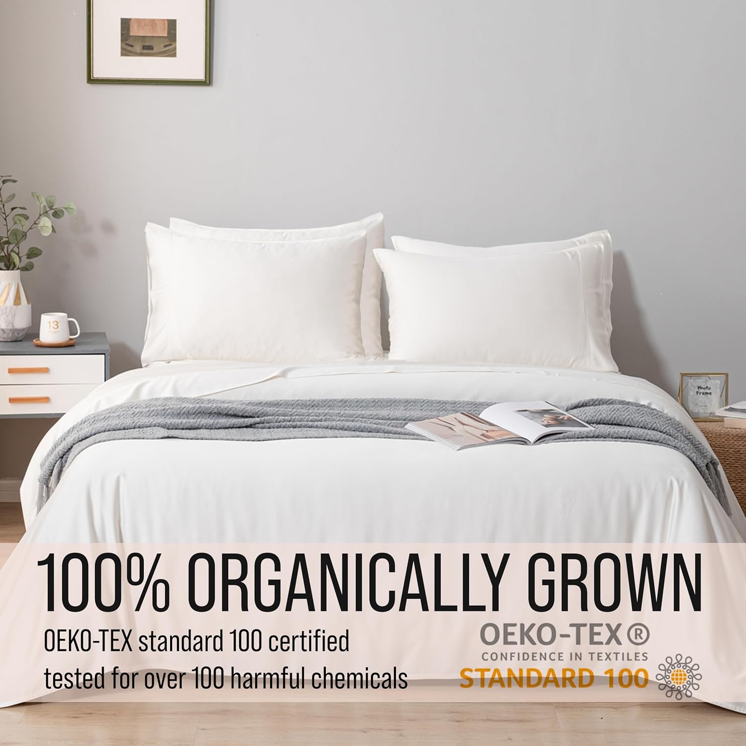 Bella Coterie 6 Piece Luxury Bamboo Viscose Queen Size Sheet Set | 100% Organically Grown | Cooling for Hot Sleepers | 18' Deep Pocket | Soft & Hypoallergenic | 4 Pillowcases [Ivory]