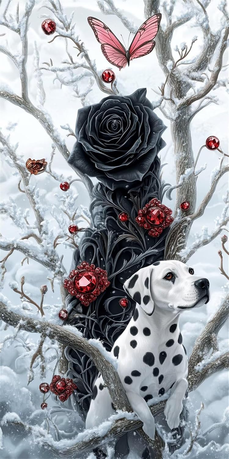 Diamond Art Kits for Adults Black Diamond Painting Kits, 5D DIY Square Rose Full Drill Dimond Art Paintings Crystal Rhinestones Crafts for Adults for Home Wall Decor, Large Size 36 x 72 Inch, Model924