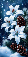 Diamond Art Kits for Adults Pine Cones Diamond Painting Kits, 5D DIY Round Flower Full Drill Dimond Art Paintings Crystal Crafts for Adults for Gift Home Wall Decor, Large Size 36 x 72 Inch, Model837