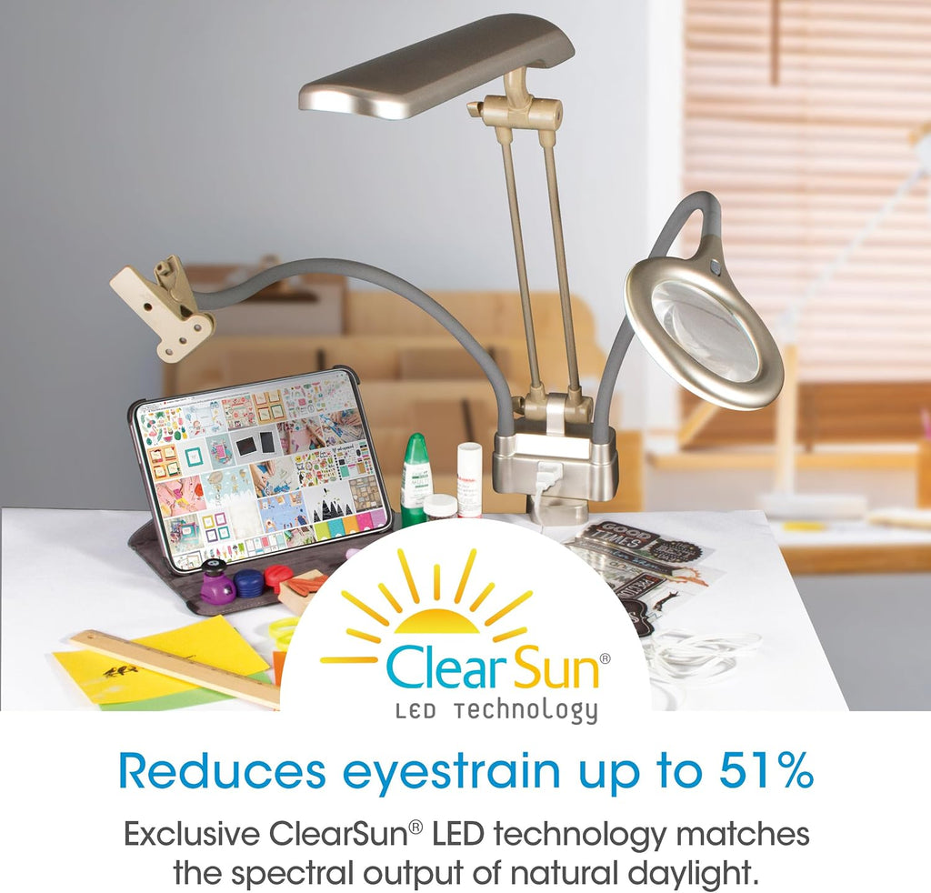 OttLite Ultimate LED 3-in-1 Creative Station w/Magnifier, Clearsun, Champagne, Shipper